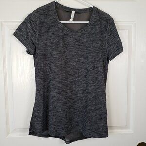 Lululemon Beat the heat Heather black Mesh Back Athletic top Size 12 Breathable